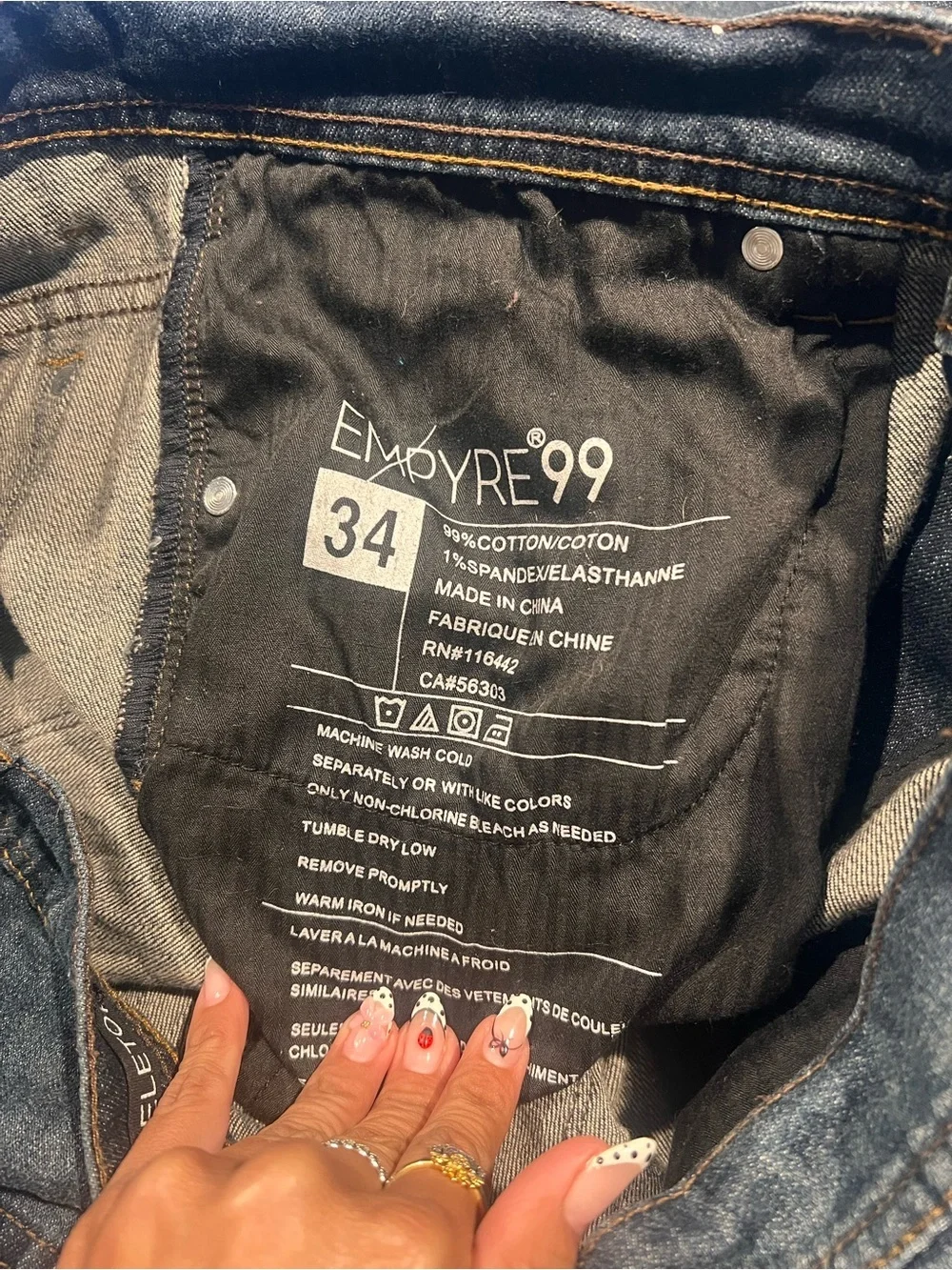 Empyre Skeletor Skinny Fit Denim Jeans Men’s Size 34x32 Dark Wash